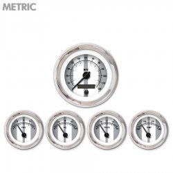 5 Gauge Set - Metric Cobra Gry, Black Modern Needles, Chrome Trim Rings - Part Number: GAR1124ZMXQABCC