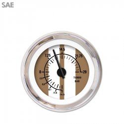 Turbo Gauge - SAE Cobra Brown, Black Modern Needles, Chrome Trim Rings - Part Number: GAR1125ZEXMABCC