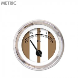 Oil Pressure Gauge Metric Cobra Brown, Black Modern Needles, Chrome Trim Rings - Part Number: GAR1125ZMXJABCC