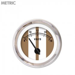 Volt Gauge - Metric Cobra Brown, Black Modern Needles, Chrome Trim Rings - Part Number: GAR1125ZMXNABCC