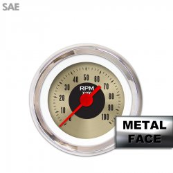 Tach Gauge - American Classic Gold IIII, Rd Vintage Needles, Chrome Trim Rings - Part Number: GAR1126ZEXIABAE