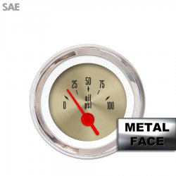 Oil Pres Ga. - SAE Amer Classic Gold IIII, Rd Vintage Nedl, Chrome Trm Rings - Part Number: GAR1126ZEXJABAE