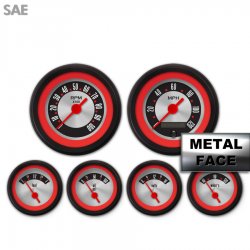 6 Ga. Set - SAE Amer Retro Rod Rd Ring II, Rd Vintage Needles, Black Trm Rings - Part Number: GAR1133ZEXRACAE