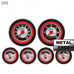 6 Ga. Set SAE Amer Retro Rodder Rd Ring V, Rd Modern Needles, Black Trim Rings - Part Number: GAR1136ZEXRACCE