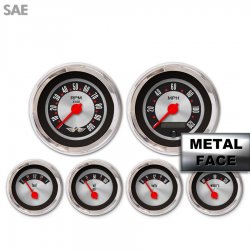 6 Ga. Set w/ emblem - SAE Amer Retro Rod IIII, Rd Mod Needles, Chrome Trm Rings - Part Number: GAR1139ZEARABCE