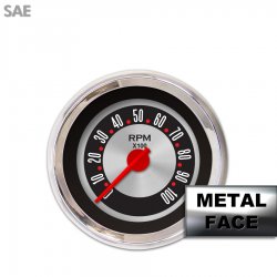 Tach Gauge - American Retro Rodder IIII, Rd Modern Needles, Chrome Trim Rings - Part Number: GAR1139ZEXIABCE