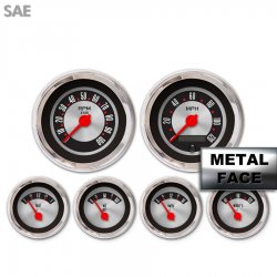 6 Ga. Set - SAE Amer Retro Rodder IIII, Rd Modern Needles, Chrome Trim Rings - Part Number: GAR1139ZEXRABCE