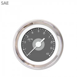 Tachometer Gauge - DECO XT Gray White Vintage Needles, Chrome Trim Rings - Part Number: GAR113ZEXIABAD