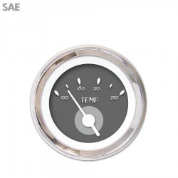 Water Temp Gauge - SAE DECO XT Gray White Vintage Needles, Chrome Trim Rings - Part Number: GAR113ZEXLABAD