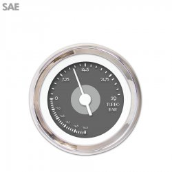 Turbo Gauge - SAE DECO XT Gray White Vintage Needles, Chrome Trim Rings - Part Number: GAR113ZEXMABAD