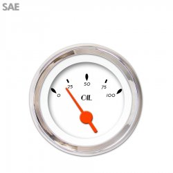 Oil Pressure Gauge - SAE DECO XT White, Org Vintage Needles, Chrome Trim Rings - Part Number: GAR114ZEXJABAH