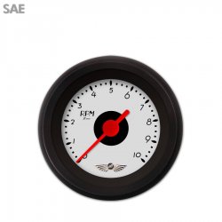 Tachometer Gauge w/ emblem - DECO XT Ash, Red Vintage Needles, Black Trim Rings - Part Number: GAR115ZEAIACAE