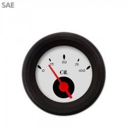 Oil Pressure Gauge - SAE DECO XT Ash, Red Vintage Needles, Black Trim Rings - Part Number: GAR115ZEXJACAE