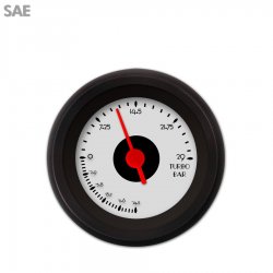 Turbo Gauge - SAE DECO XT Ash, Red Vintage Needles, Black Trim Rings - Part Number: GAR115ZEXMACAE