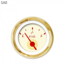 Fuel level Gauge - DECO XT Tan, Red Vintage Needles, Gold Trim Rings - Part Number: GAR116ZEXKAAAE