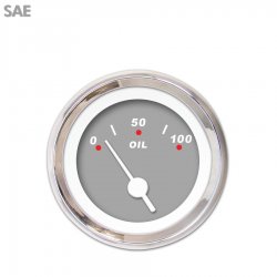 Oil Pressure Ga. - SAE Mod Rodder Grey,White Vintage Needles, Chrome Trim Rings - Part Number: GAR117ZEXJABAD
