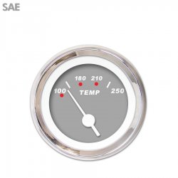 Water Temp Ga. - SAE Modern Rodder Grey, Wht Vintage Needles, Chrome Trim Rings - Part Number: GAR117ZEXLABAD