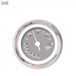 Turbo Gauge - SAE Modern Rodder Gray White Vintage Needles, Chrome Trim Rings - Part Number: GAR117ZEXMABAD