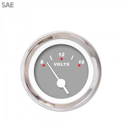 Volt Gauge - SAE Modern Rodder Gray White Vintage Needles, Chrome Trim Rings - Part Number: GAR117ZEXNABAD