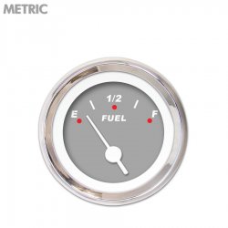 Fuel level Gauge - Modern Rodder Gray White Vintage Needles, Chrome Trim Rings - Part Number: GAR117ZMXKABAD