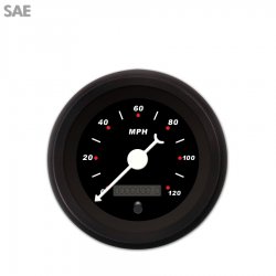 Speedo Gauge - SAE Modern Rodder Black, White Classic Needles, Black Trim Rings - Part Number: GAR118ZEXHACBD