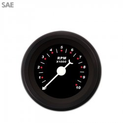 Tachometer Gauge - Modern Rodder Black, White Classic Needles, Black Trim Rings - Part Number: GAR118ZEXIACBD