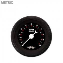 Tach Gauge w/ emblem Modern Rodder Black, White Classic Needles, Black Rings - Part Number: GAR118ZMAIACBD