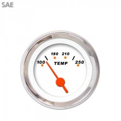 Water Temp Gauge - SAE Modern Rodder Wht, Org Vintage Needles, Chrome Trim Ring - Part Number: GAR120ZEXLABAH