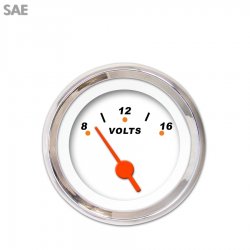 Volt Gauge - SAE Modern Rodder White, Org Vintage Needles, Chrome Trim Rings - Part Number: GAR120ZEXNABAH