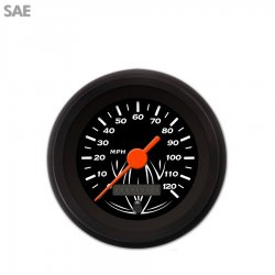Speedo Gauge - SAE Pinstripe Black, Org Vintage Needles, Black Trim Rings - Part Number: GAR121ZEXHACAH