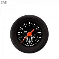 Tachometer Gauge - Pinstripe Black, Org Vintage Needles, Black Trim Rings - Part Number: GAR121ZEXIACAH
