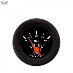 Oil Pressure Gauge - SAE Pinstripe Black, Org Vintage Needles, Black Trim Rings - Part Number: GAR121ZEXJACAH