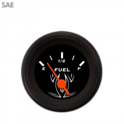 Fuel level Gauge - Pinstripe Black, Org Vintage Needles, Black Trim Rings - Part Number: GAR121ZEXKACAH