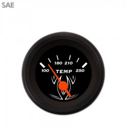 Water Temp Gauge - SAE Pinstripe Black, Org Vintage Needles, Black Trim Rings - Part Number: GAR121ZEXLACAH