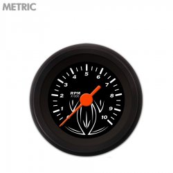 Tachometer Gauge - Pinstripe Black, Org Vintage Needles, Black Trim Rings - Part Number: GAR121ZMXIACAH