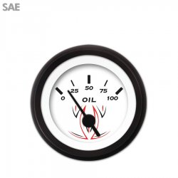 Oil Pressure Gauge - SAE Pinstripe Wht, Black Vintage Needles, Black Trim Rings - Part Number: GAR122ZEXJACAC