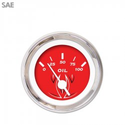 Oil Pressure Gauge - SAE Pinstripe Red, Wht Vintage Needles, Chrome Trim Rings - Part Number: GAR123ZEXJABAD