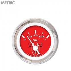 Oil Pressure Ga. - Metric Pinstripe Rd, Wht Vintage Needles, Chrome Trim Rings - Part Number: GAR123ZMXJABAD
