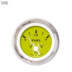 Fuel level Gauge - Pinstripe Gn, White Vintage Needles, Chrome Trim Rings - Part Number: GAR124ZEXKABAD