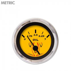 Oil Pressure Ga. Metric Pinstripe Yellow, Black Vintage Nedl, Chrome Trm Rings - Part Number: GAR125ZMXJABAC