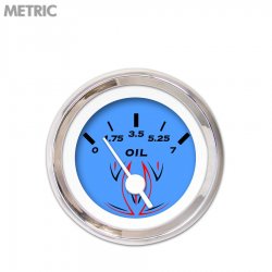 Oil Pressure Ga. Metric Pinstripe Black, White Vintage Needles, Chrome Rings - Part Number: GAR126ZMXJABAD