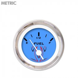 Fuel level Gauge - Pinstripe Bl, White Vintage Needles, Chrome Trim Rings - Part Number: GAR126ZMXKABAD