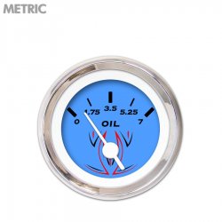 Water Temp Gauge - Metric Pinstripe Bl, Wht Vintage Needles, Chrome Trim Rings - Part Number: GAR126ZMXLABAD