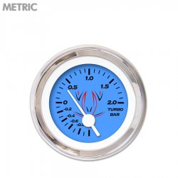 Volt Gauge - Metric Pinstripe Bl, White Vintage Needles, Chrome Trim Rings - Part Number: GAR126ZMXNABAD