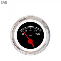 Oil Pressure Ga. SAE Competition Black, Rd Vintage Needles, Chrome Trim Rings - Part Number: GAR127ZEXJABAE