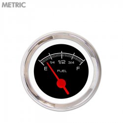 Fuel level Gauge - Competition Black, Red Vintage Needles, Chrome Trim Rings - Part Number: GAR127ZMXKABAE