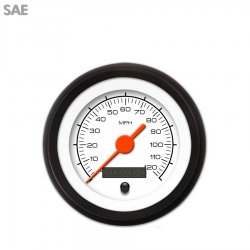 Speedo Gauge - SAE Competition White, Org Vintage Needles, Black Trim Rings - Part Number: GAR128ZEXHACAH