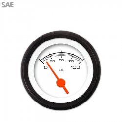 Oil Pressure Gauge - SAE Competition Wht, Org Vintage Needles, Black Trim Rings - Part Number: GAR128ZEXJACAH