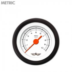 Tach Gauge w/ emblem - Competition White, Org Vintage Needles, Black Trim Rings - Part Number: GAR128ZMAIACAH