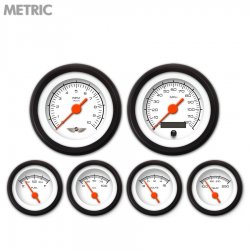 6 Ga. Set w/ emblem - Metric Comp White, Org Vintage Needles, Black Trim Rings - Part Number: GAR128ZMARACAH